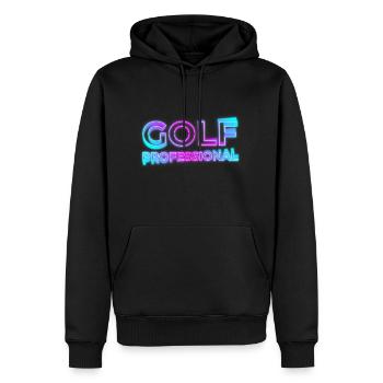 GOLF PROFESSIONNEL PRO NEON RETRO 90s 80s PROETTE MOTIFS - Sweat à capuche Premium bio Homme - noir - Devant - Nico (187cm)