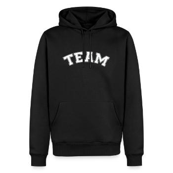 team - Männer Premium Bio Hoodie - Schwarz - Vorne - Nico (187cm)