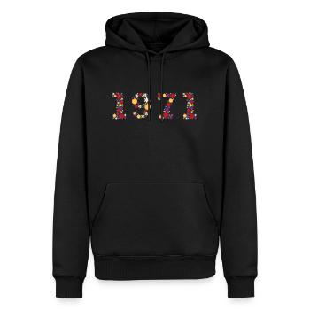 Flowers 1971 - Männer Premium Bio Hoodie - Schwarz - Vorne - Nico (187cm)