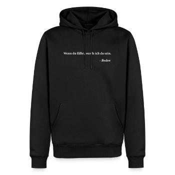 Ich werde da sein witziger Spruch - Männer Premium Bio Hoodie - Schwarz - Vorne - Nico (187cm)