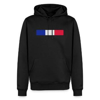 France - Männer Premium Bio Hoodie - Schwarz - Vorne - Nico (187cm)