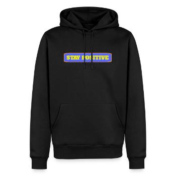 Restez positif - Sweat à capuche Premium bio Homme - noir - Devant - Nico (187cm)