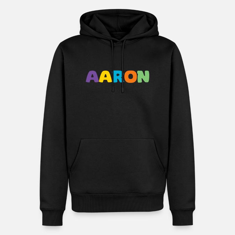 Name - Aaron - Männer Premium Bio Hoodie - Schwarz