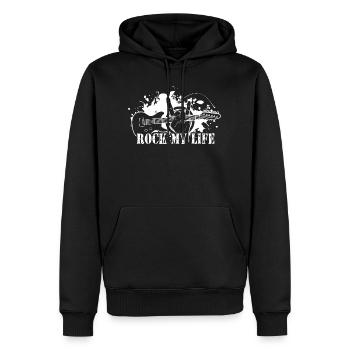 E-Gitarre Rock Handzeichen Metalhand Rock my Life - Männer Premium Bio Hoodie - Schwarz - Vorne - Nico (187cm)