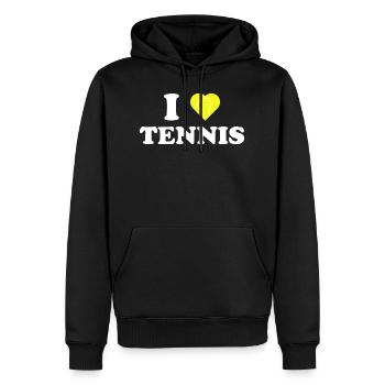 J'aime le tennis i love tennis anniversaire cadeau - Sweat à capuche Premium bio Homme - noir - Devant - Nico (187cm)