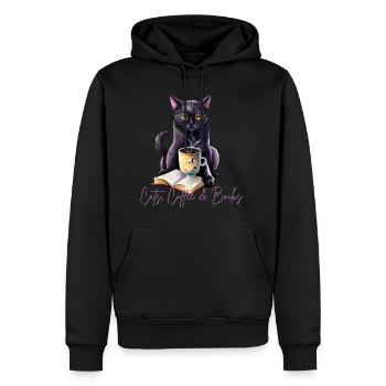 Livres de café pour chats Katzen Kaffee Bücher - Sweat à capuche Premium bio Homme - noir - Devant - Nico (187cm)