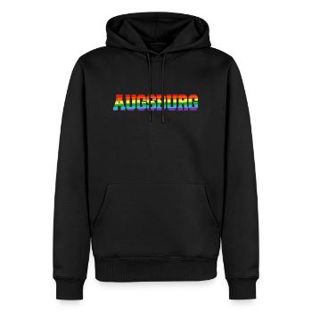 Augsburg Regenbogenfahne - Männer Premium Bio Hoodie - Schwarz - Vorne - Nico (187cm)