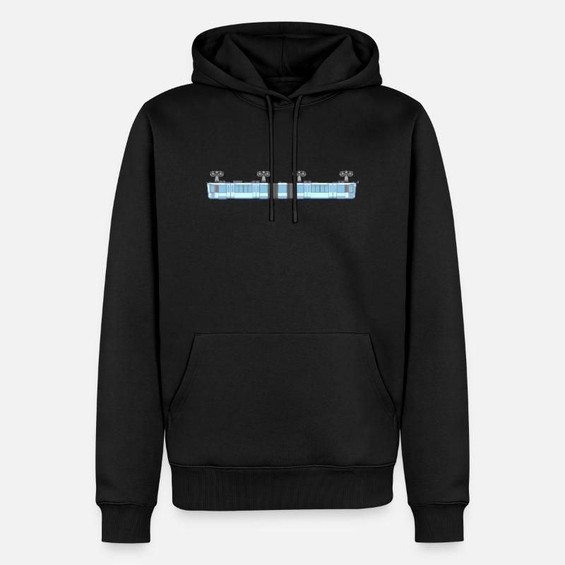 Schwebebahn lang pixelart - Männer Premium Bio Hoodie - Schwarz