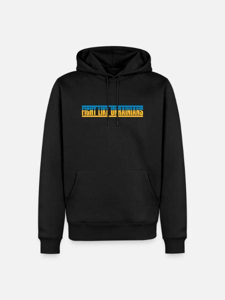 fight like ukrainians Zitat - Männer Premium Bio Hoodie - Schwarz