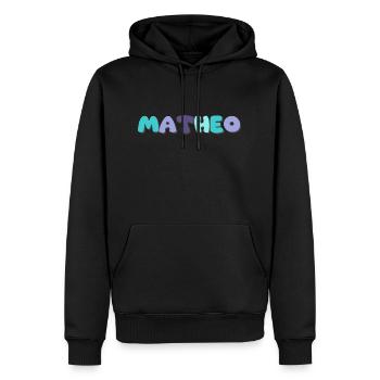 Nom - Matheo - Sweat à capuche Premium bio Homme - noir - Devant - Nico (187cm)