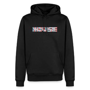 Logo de l’effet 3D de la maison - Sweat à capuche Premium bio Homme - noir - Devant - Nico (187cm)