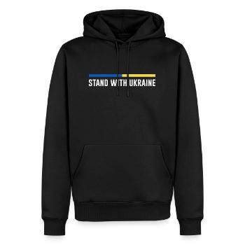 Je soutiens l’Ukraine Stand for Ukraine - Sweat à capuche Premium bio Homme - noir - Devant - Nico (187cm)