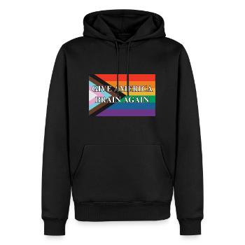 Give America Brain Again Progress Pride Flag - Männer Premium Bio Hoodie - Schwarz - Vorne - Nico (187cm)