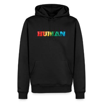 Arc-en-ciel humain humain - Sweat à capuche Premium bio Homme - noir - Devant - Nico (187cm)