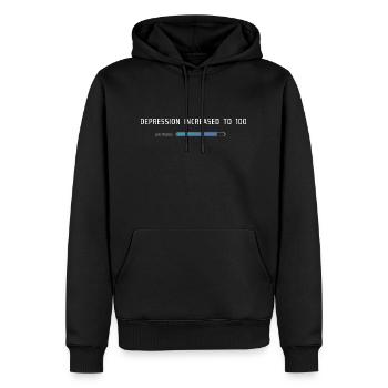 Depression auf 100 erhöht - Männer Premium Bio Hoodie - Schwarz - Vorne - Nico (187cm)