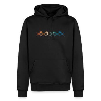 der Traktor liegt in meiner DNA - Männer Premium Bio Hoodie - Schwarz - Vorne - Nico (187cm)