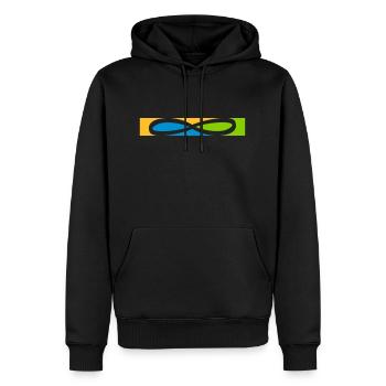 Stripe Infinity icon - Men’s Premium Organic Hoodie - black - Front - Nico (187cm)