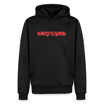 Modisches Heimat DEUTSCHLAND Metal-Design - Männer Premium Bio Hoodie - Schwarz - Vorne - Nico (187cm)