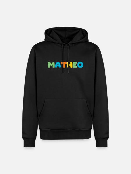 Name - Matheo - Männer Premium Bio Hoodie - Schwarz