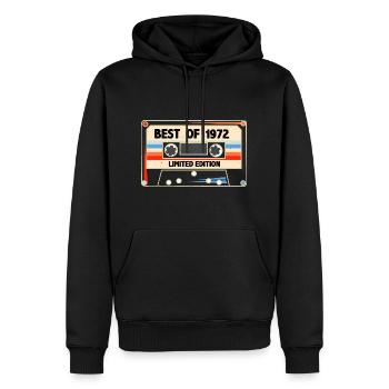 Best Of 1972 - 50. Geburtstag Geschenk - Kassette - Männer Premium Bio Hoodie - Schwarz - Vorne - Nico (187cm)