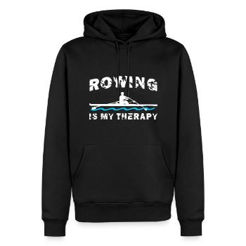 Rowing is my therapy, rowing, rowing - Men’s Premium Organic Hoodie - black - Front - Nico (187cm)