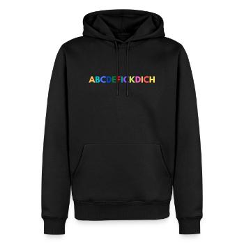 ABCDEFICKDICH - Männer Premium Bio Hoodie - Schwarz - Vorne - Nico (187cm)