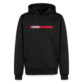 Techno Music Logo - Sweat à capuche Premium bio Homme - noir - Devant - Nico (187cm)