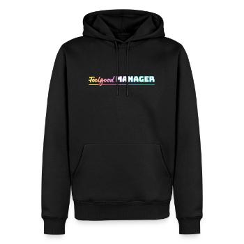 Design Feelgood Manager weiss bunt - Männer Premium Bio Hoodie - Schwarz - Vorne - Nico (187cm)