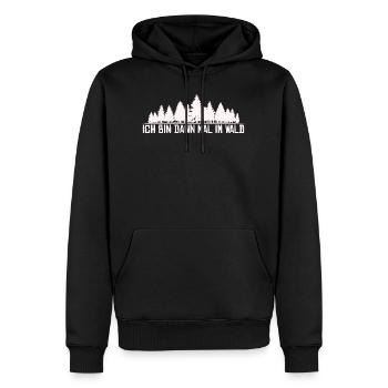 Ich bin dann mal im Wald Silhouette Spruch - Männer Premium Bio Hoodie - Schwarz - Vorne - Nico (187cm)