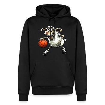 Schaf Basketball / Basketballer Schafe - Männer Premium Bio Hoodie - Schwarz - Vorne - Nico (187cm)