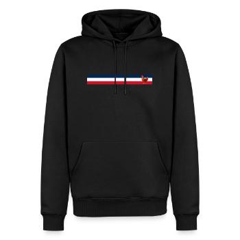 Drapeau français poule - Agriculteur français - Sweat à capuche Premium bio Homme - noir - Devant - Nico (187cm)