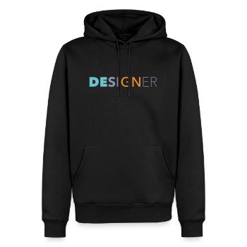 Designer - Männer Premium Bio Hoodie - Schwarz - Vorne - Nico (187cm)