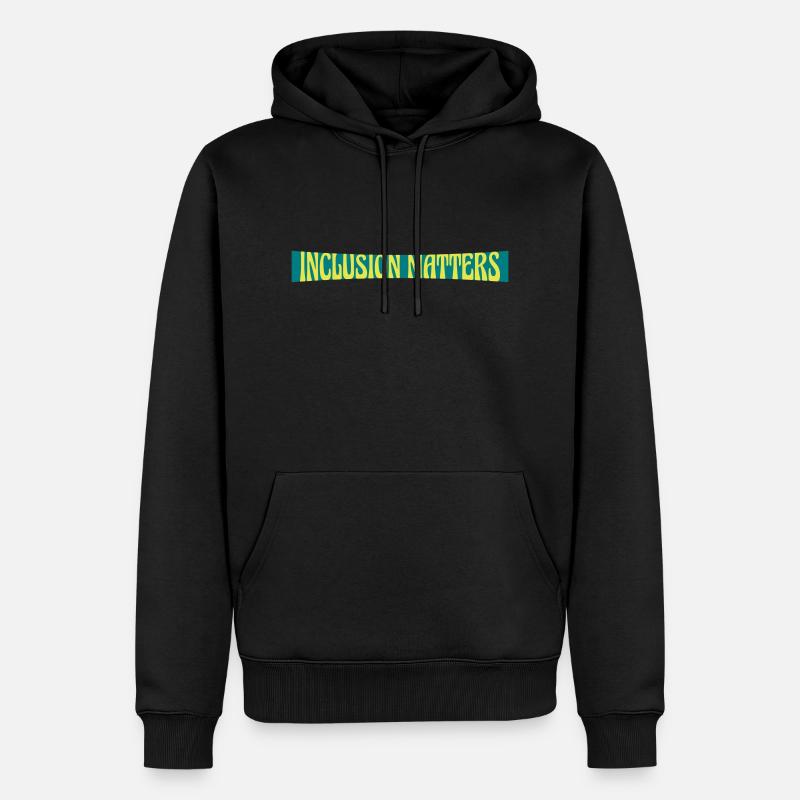 L’inclusion compte Citation du logo - Sweat à capuche Premium bio Homme - noir