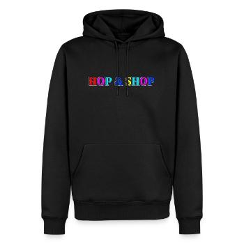 Hüpfen und Einkaufen - Männer Premium Bio Hoodie - Schwarz - Vorne - Nico (187cm)