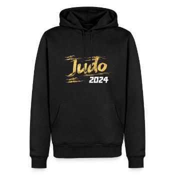 Judo 2024 - Sweat à capuche Premium bio Homme - noir - Devant - Nico (187cm)