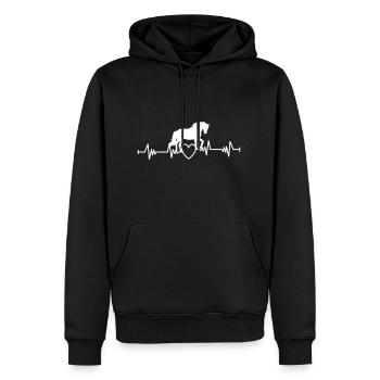 BATTEMENTS DE CŒUR CHEVAUX COEUR CHEVAUX AMOUR MOTIFS - Sweat à capuche Premium bio Homme - noir - Devant - Nico (187cm)