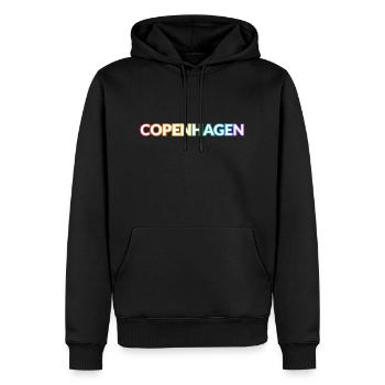 Copenhague gay - Sweat à capuche Premium bio Homme - noir - Devant - Nico (187cm)