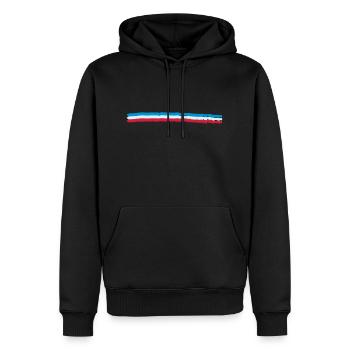 Unterstrich Flag France - Männer Premium Bio Hoodie - Schwarz - Vorne - Nico (187cm)