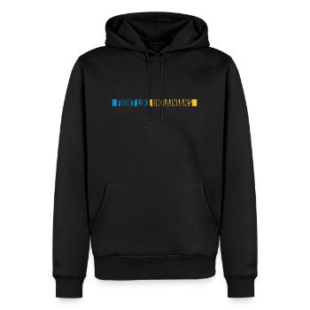 fight like ukrainians Zitat - Männer Premium Bio Hoodie - Schwarz - Vorne - Nico (187cm)