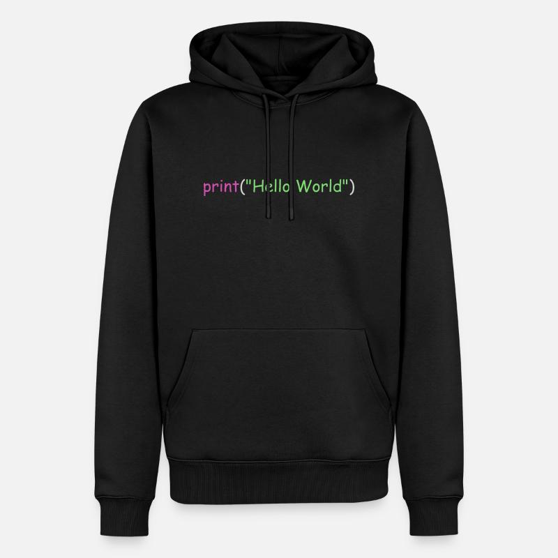 Hello World programmation Python C++ C # - Sweat à capuche Premium bio Homme - noir