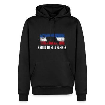Stolz darauf, eine Bauernkuh zu sein. Bauernprotest - Männer Premium Bio Hoodie - Schwarz - Vorne - Nico (187cm)