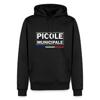 Picole Municipale - Sweat à capuche Premium bio Homme - noir - Devant - Nico (187cm)