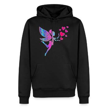 Fee Elfe Herzen Valentinstag Geschenkidee Liebe - Männer Premium Bio Hoodie - Schwarz - Vorne - Nico (187cm)