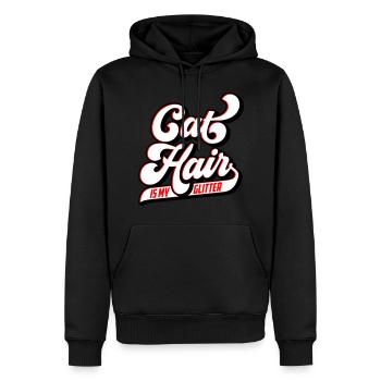 Les poils de chat sont mes paillettes | Les couleurs peuvent être modifiées - Sweat à capuche Premium bio Homme - noir - Devant - Nico (187cm)