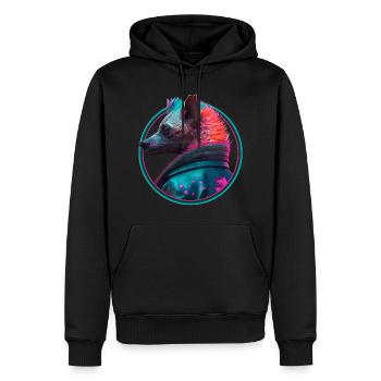 Hyène punk en veste en cuir - Sweat à capuche Premium bio Homme - noir - Devant - Nico (187cm)