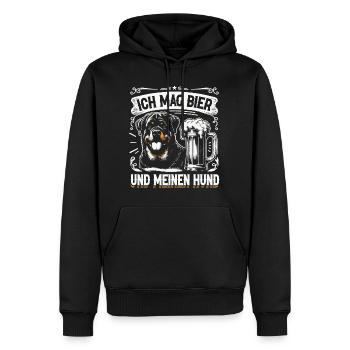 Ich mag Bier und meinen Hund - Männer Premium Bio Hoodie - Schwarz - Vorne - Nico (187cm)