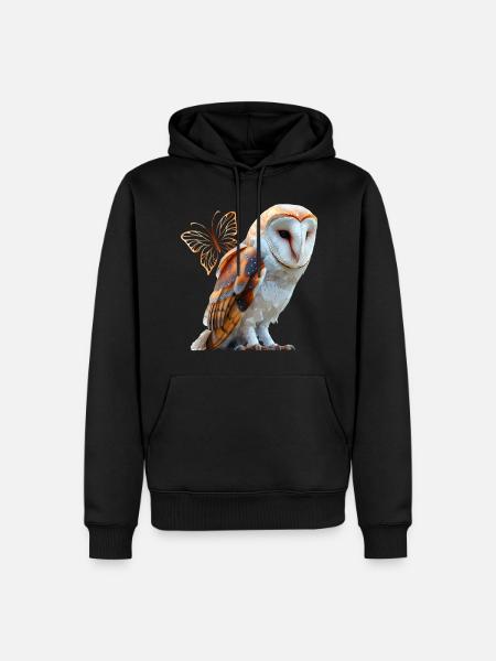 Chouette effraie - Sweat à capuche Premium bio Homme - noir
