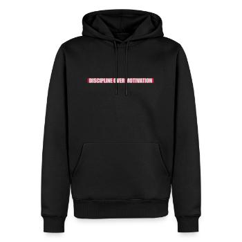 discipline over motivation Zitat - Männer Premium Bio Hoodie - Schwarz - Vorne - Nico (187cm)