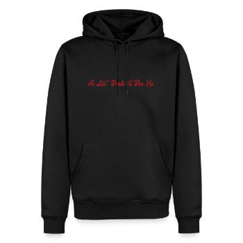Ein kleiner Klecks wird es tun - Männer Premium Bio Hoodie - Schwarz - Vorne - Nico (187cm)