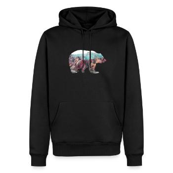 Bär Berge Gebirge Hintergrund Geschenkidee - Männer Premium Bio Hoodie - Schwarz - Vorne - Nico (187cm)